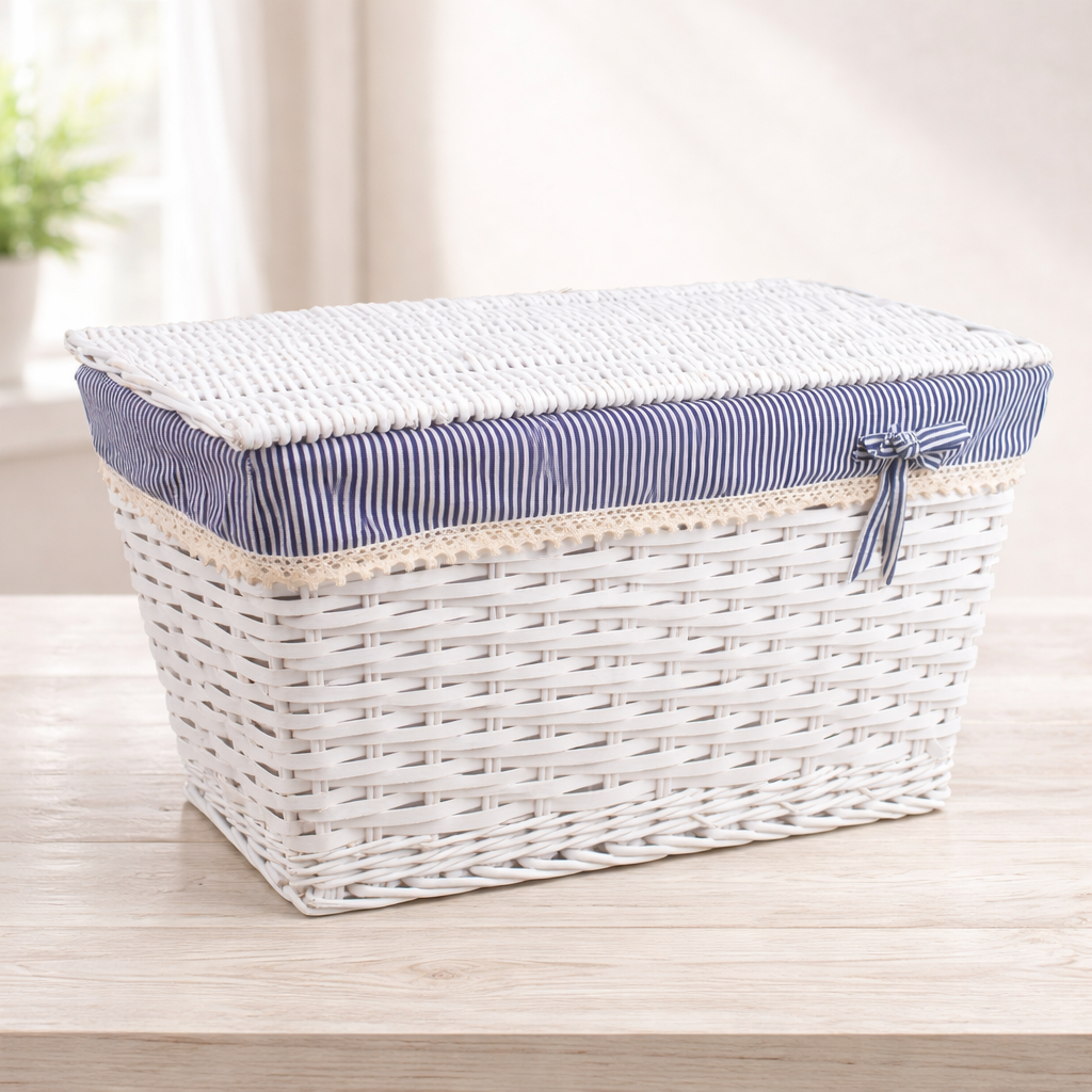 BAÚL MIMBRE BLANCO FORRADO