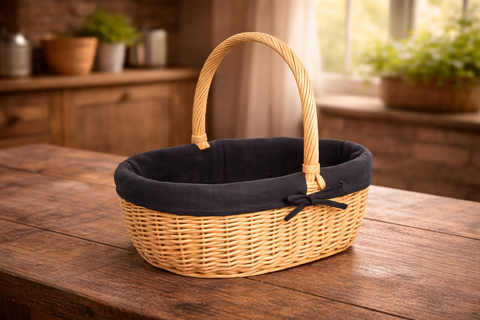 CESTA OVAL FORRO NEGRO