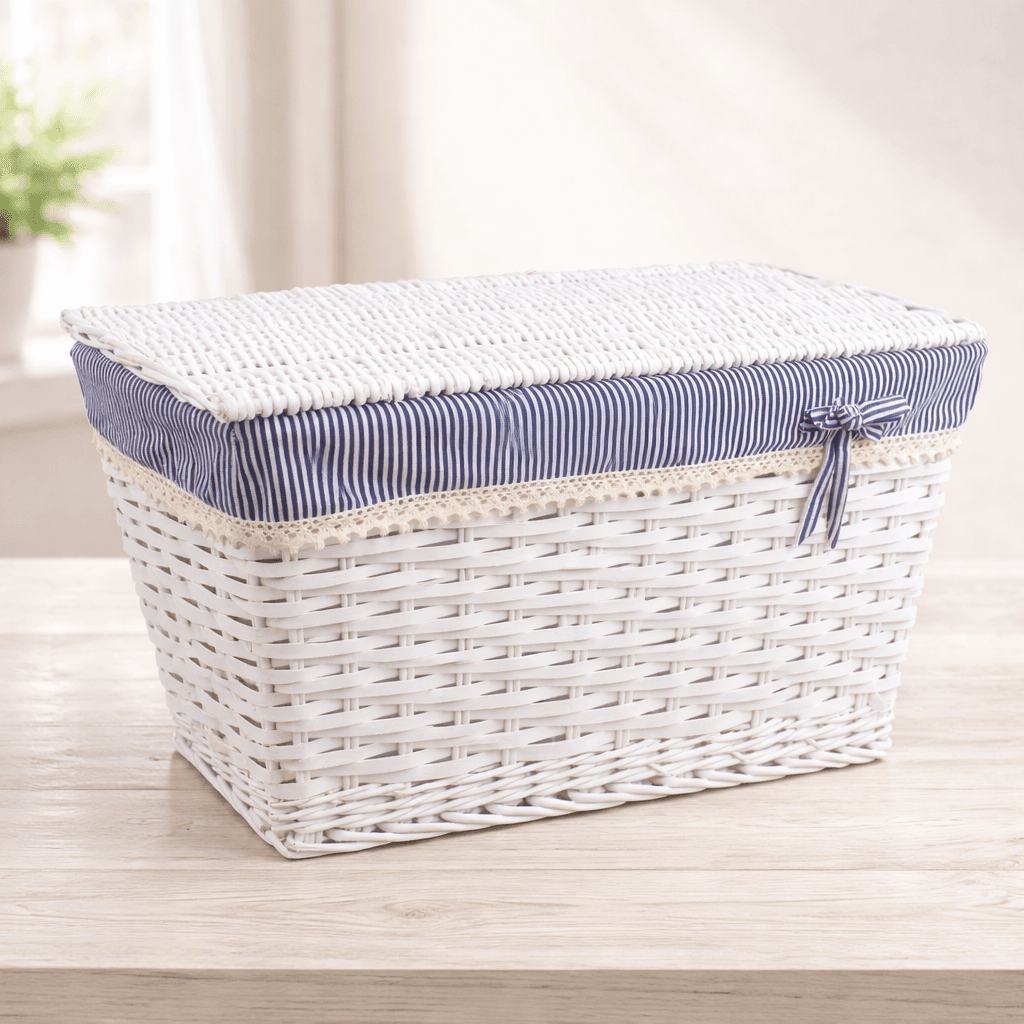 BAÚL MIMBRE BLANCO FORRADO