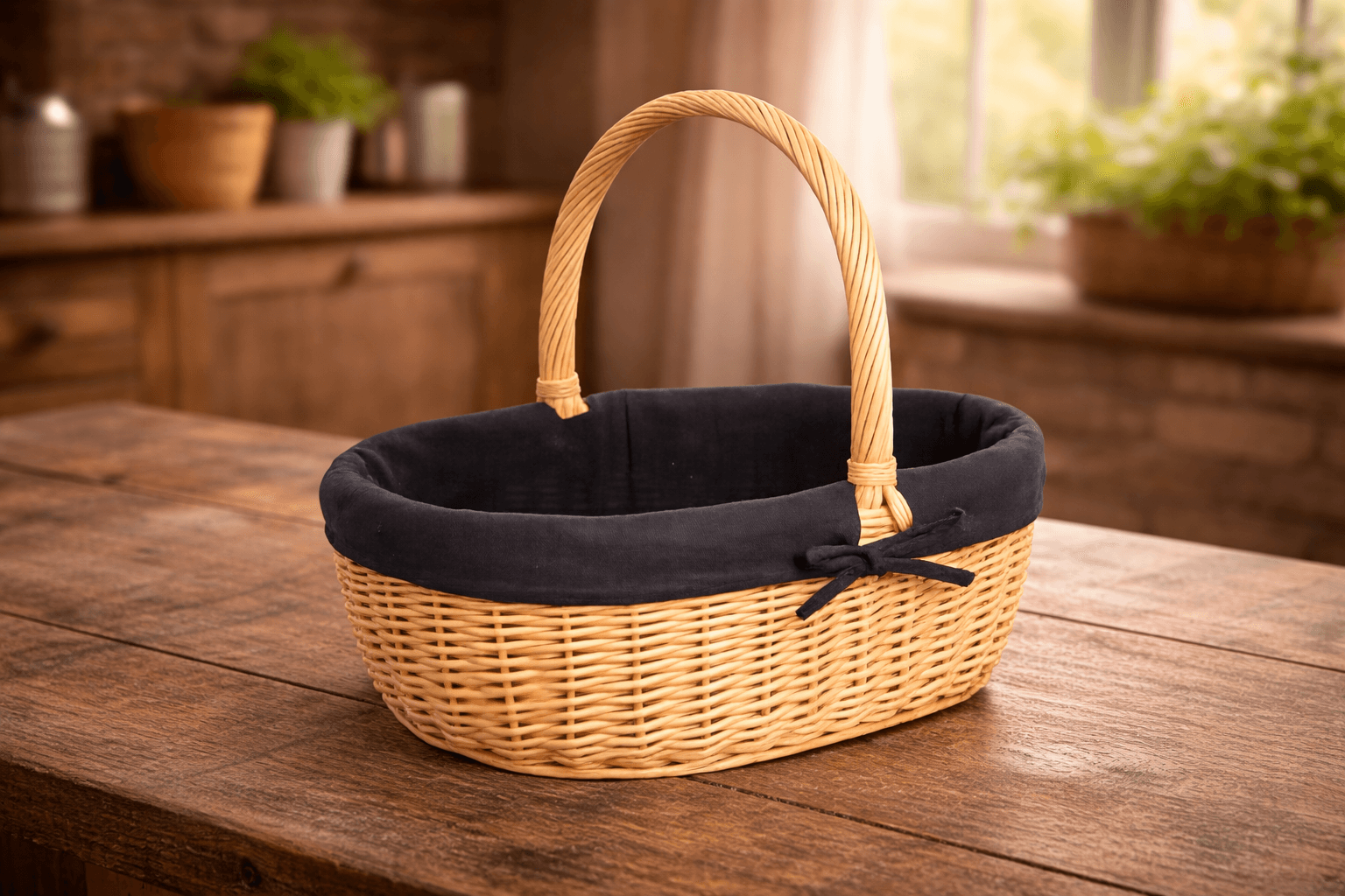 CESTA OVAL FORRO NEGRO